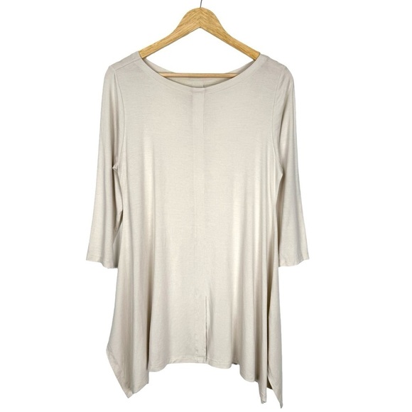 Soft Surroundings 3/4 Sleeve Jersey Knit Tunic Ivory Size Medium - Picture 1 of 11